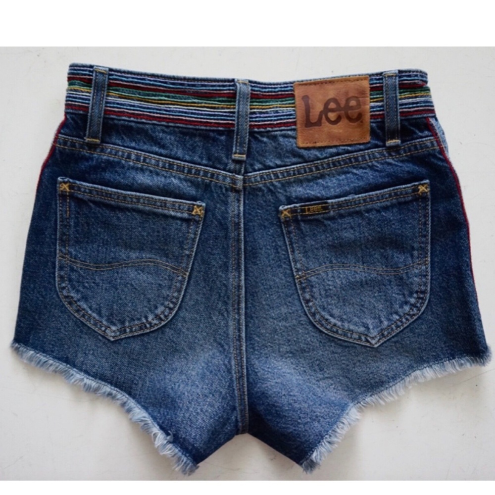 Lee Vintage Modern Rainbow Monterey High Rise Cut Off Jean Shorts 25